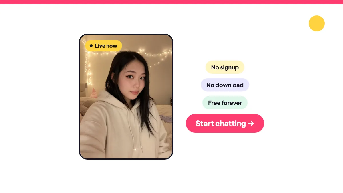 Vawkr free cam chat: a live webcam tile next to the start button